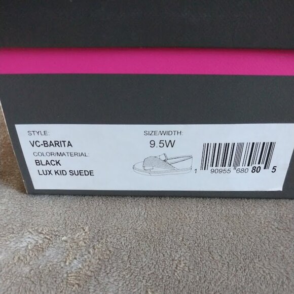 Vince Camuto Barita Black Suede Rhinestone Slip-On Sneakers 9.5 Wide Holiday - Picture 10 of 16